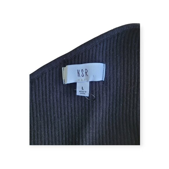 Sleek Black Ribbed Knit One-Shoulder Contour Tank NSR size L NWT - Picture 6 of 12